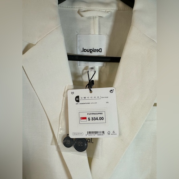 Desigual Hybrid Denim Blazer – Off-White Linen-Cotton Blend (Size 38 / NWT) - Picture 7 of 16